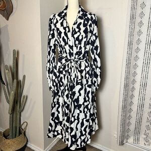Ava & Viv Plus Size Black and White Maxi Dress - belted - 1x